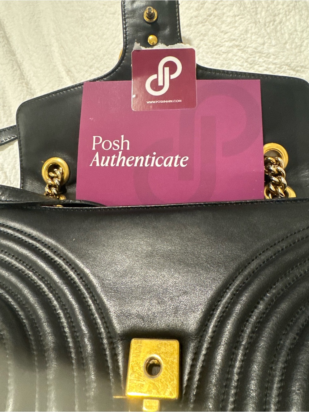Gucci Black Chevron Matelassé Shoulder Bag with Gold Hardware - Picture 15 of 15
